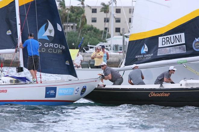 Dirk-Jan Korpershoek collides with Francesco Bruni's boat - Argo Group Gold Cup, the sixth stage of the 2014 Alpari World Match Racing Tour © Charles Anderson /Argo Group Gold Cup
